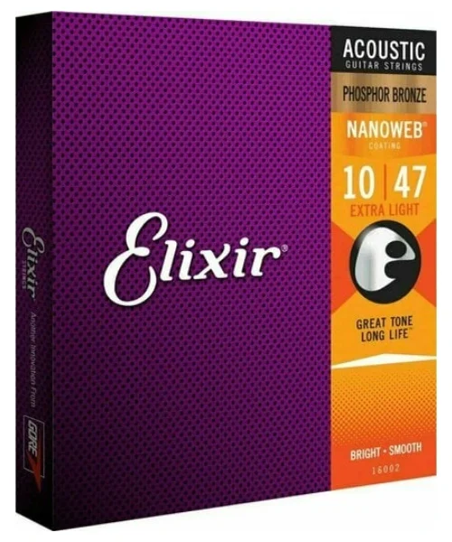 Corzi chitara acustica Elixir 16002 Nanoweb 10-47 Extra light