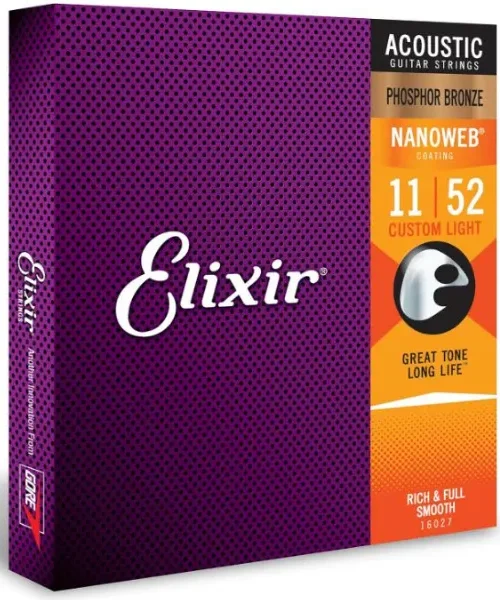 Corzi chitara acustica Elixir 16027 Nanoweb 11-52 Custom Light