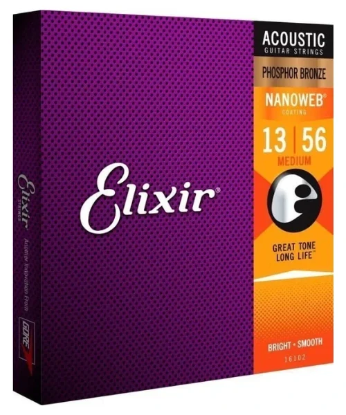 Corzi chitara acustica Elixir 16102 Nanoweb 13-56 Medium