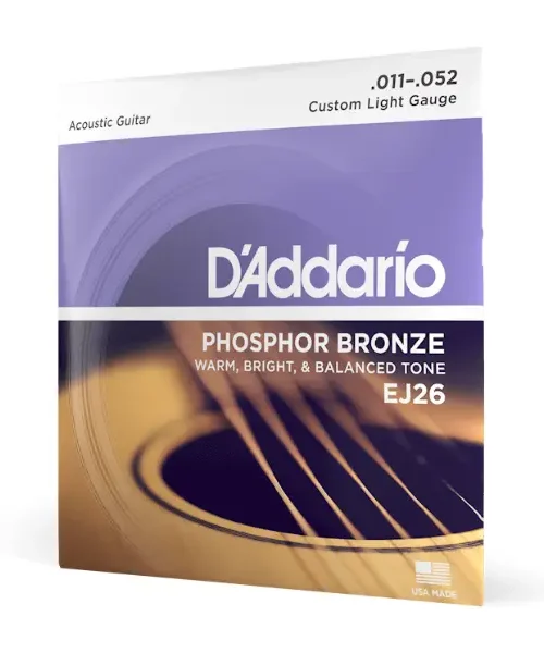 Corzi chitara acustica D’Addario EJ26 Phosphor Bronze Custom Light (11-52)